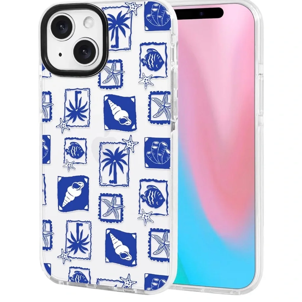 Clear Coastal Seashell Phone Case in Blue